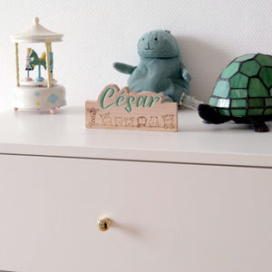 Le nid - Plaque de porte personnalisée en bois de Noyer