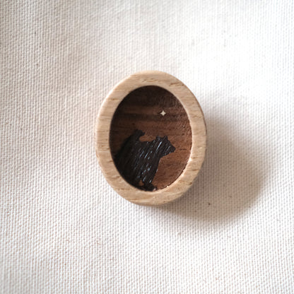 Les Rocheuses - Broche en bois marquetée
