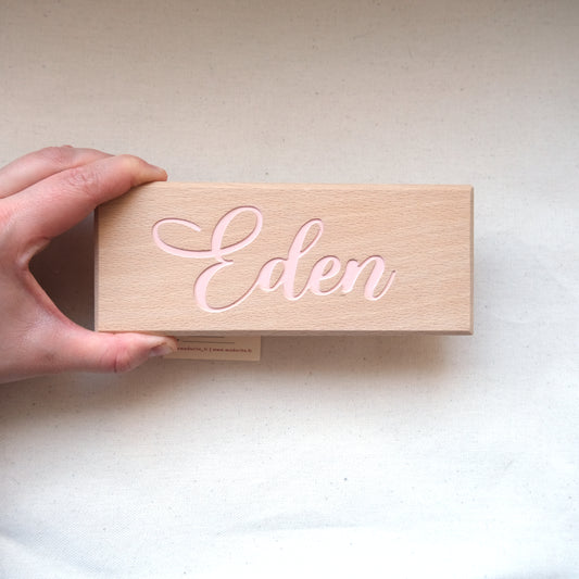 L'épuré - Plaque de porte personnalisée en bois de hêtre