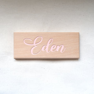 L'épuré - Plaque de porte personnalisée en bois de hêtre