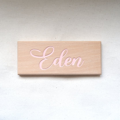 L'épuré - Plaque de porte personnalisée en bois de hêtre